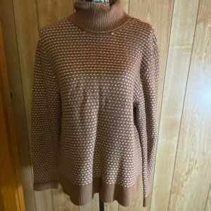 J. Crew Light Brown and White sweater turtleneck